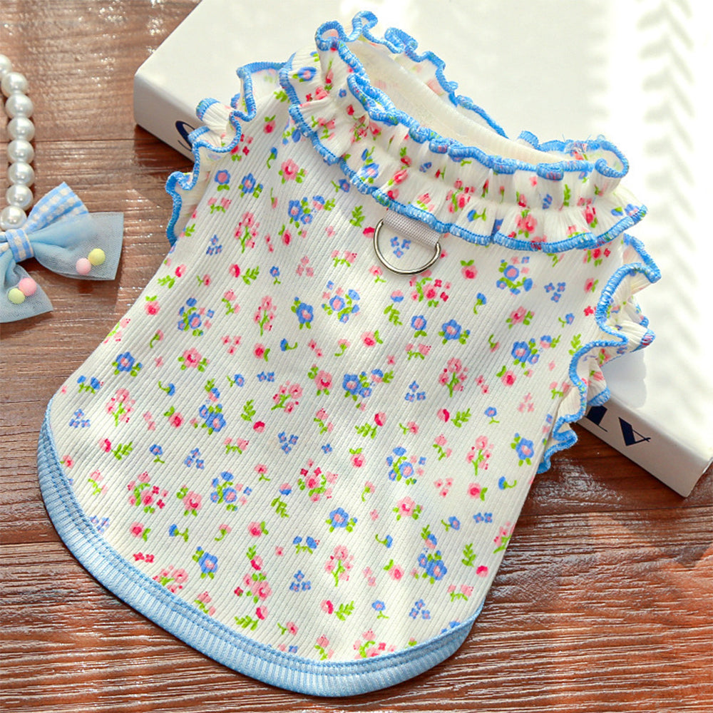 Spring Summer Floral Ruffle Pet Dress