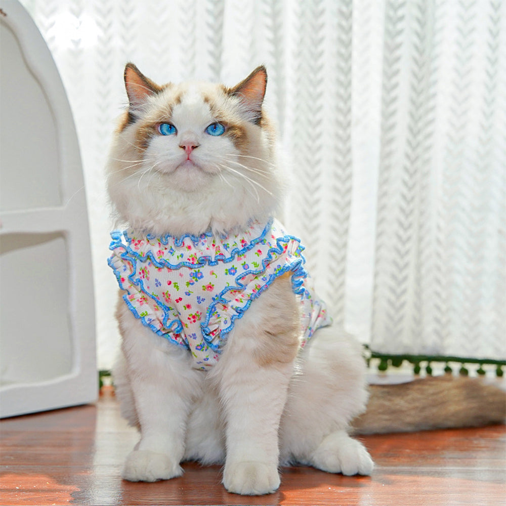 Spring Summer Floral Ruffle Pet Dress