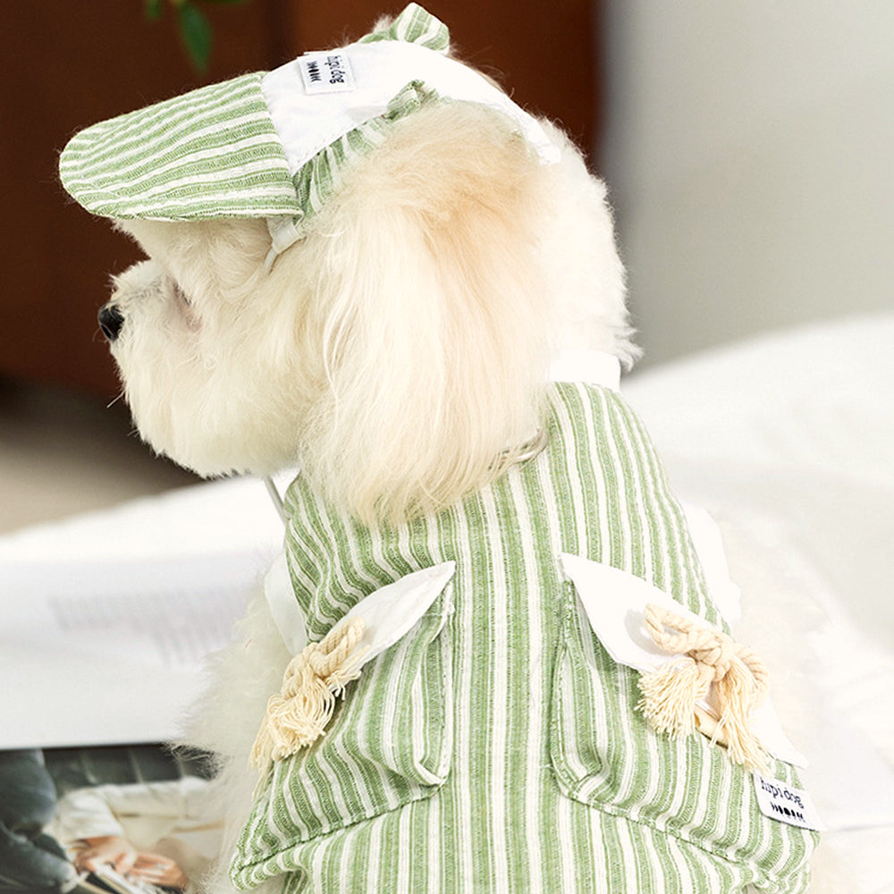 Striped Pet Vest with Bow Pockets