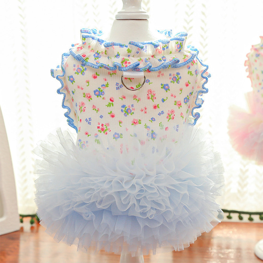 Spring Summer Floral Ruffle Pet Dress