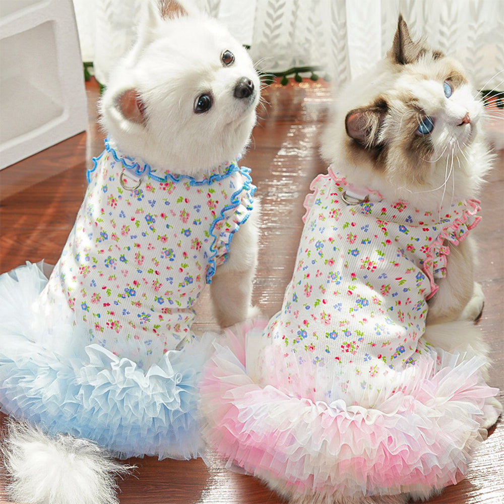 Spring Summer Floral Ruffle Pet Dress
