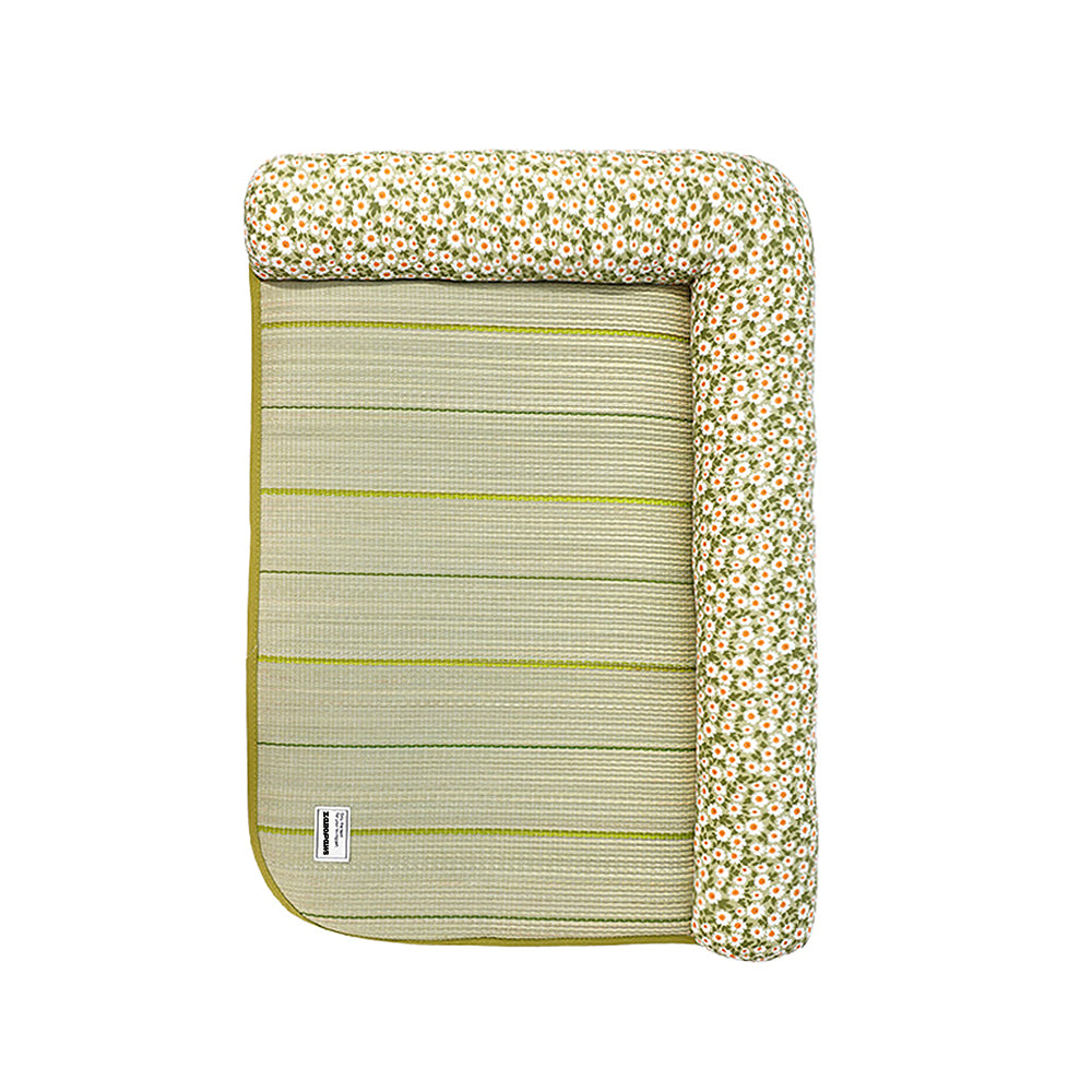 Summer Floral Daisy Rattan Cooling Pet Mat