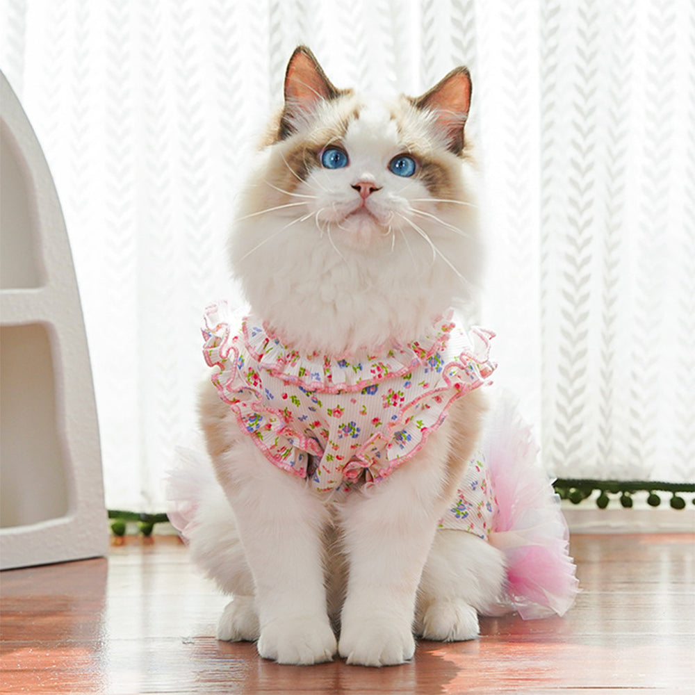 Spring Summer Floral Ruffle Pet Dress