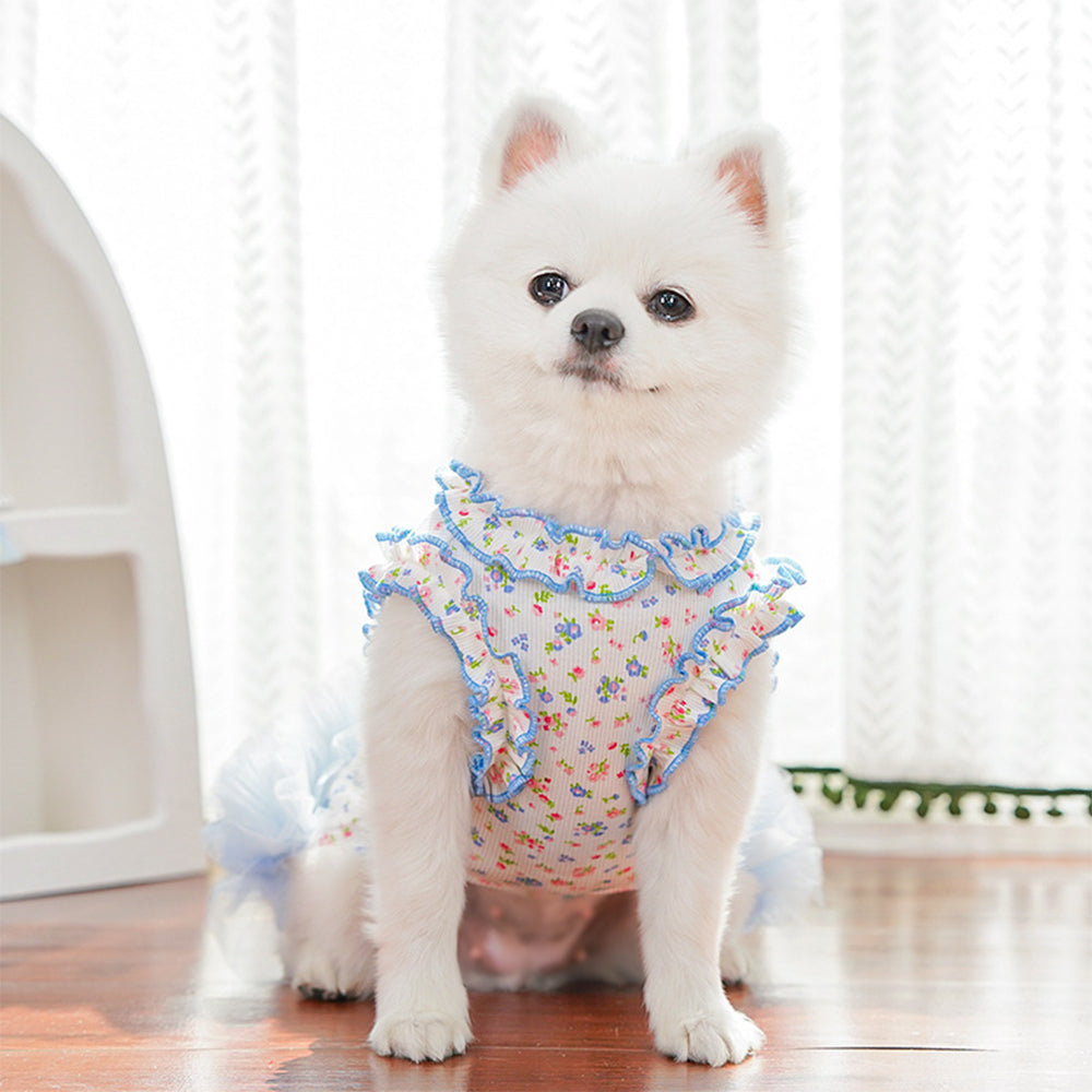 Spring Summer Floral Ruffle Pet Dress