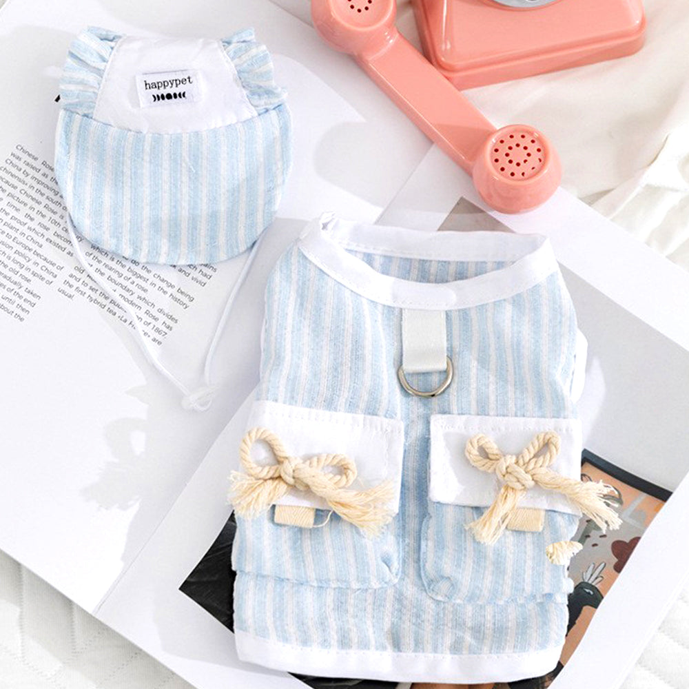 Striped Pet Vest with Bow Pockets