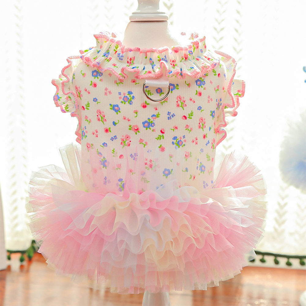 Spring Summer Floral Ruffle Pet Dress