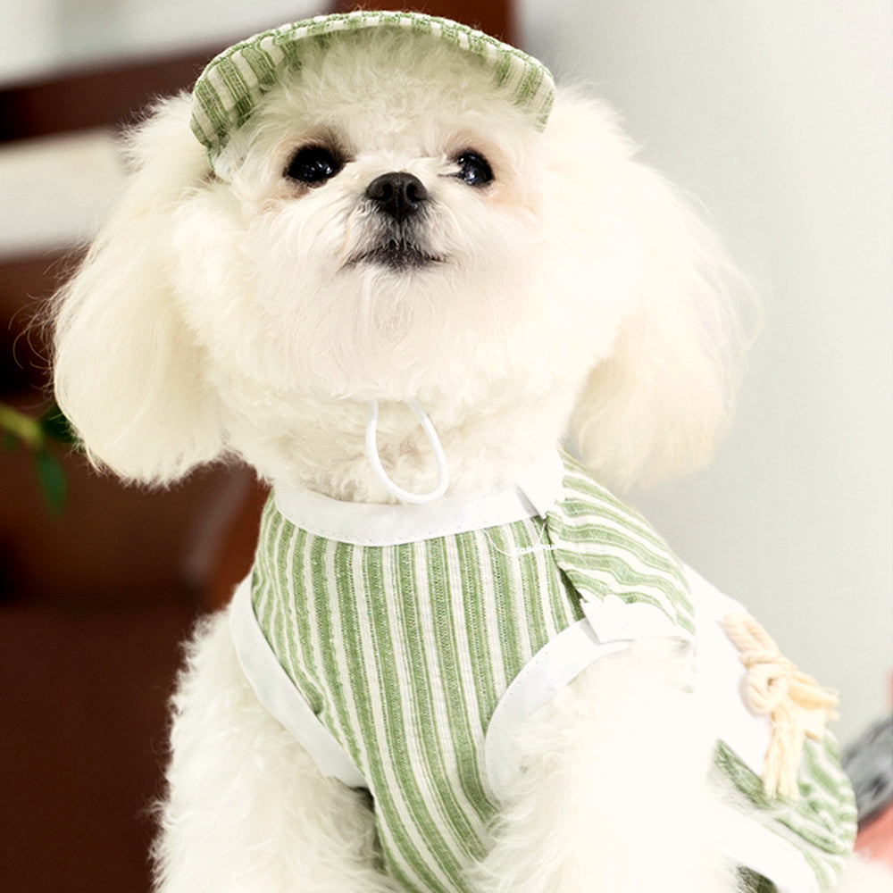 Striped Pet Vest with Bow Pockets