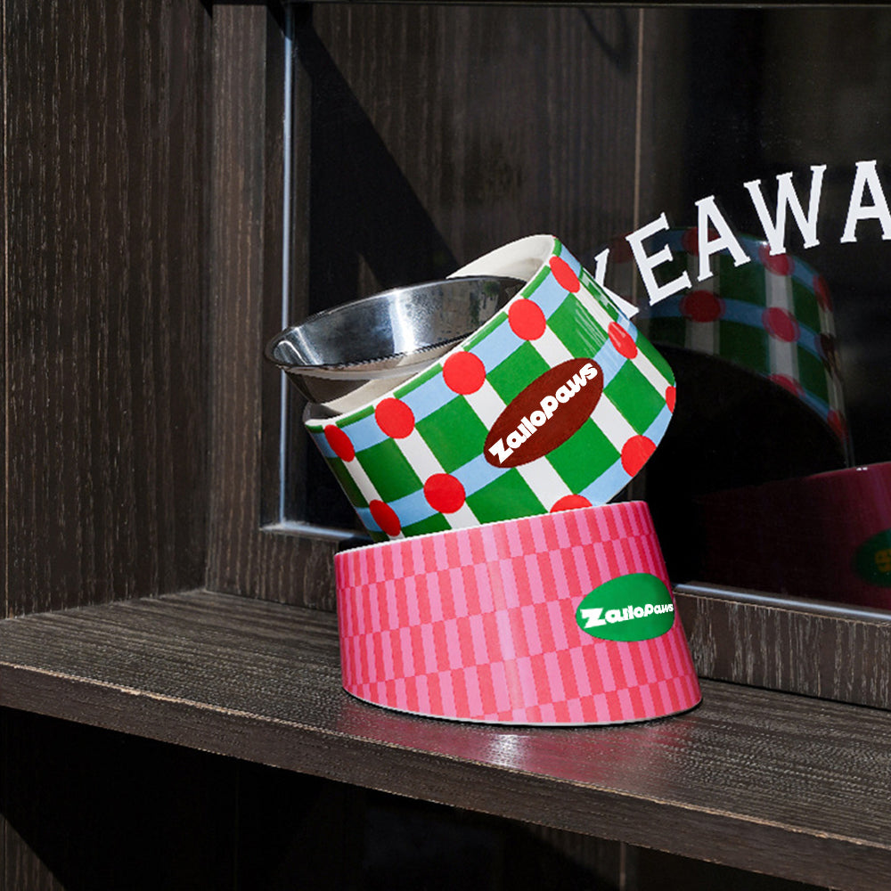Retro Chic Tilted Stainless Steel Pet Bowl – 15° Angle for Easy Eating