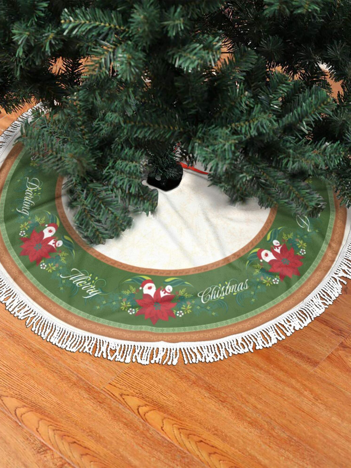 【Christmas Tree Skirt】Festive Bloom