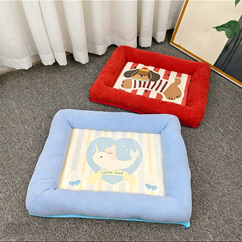 ZalloPaws Summer Cartoon Pet Cooling Bed