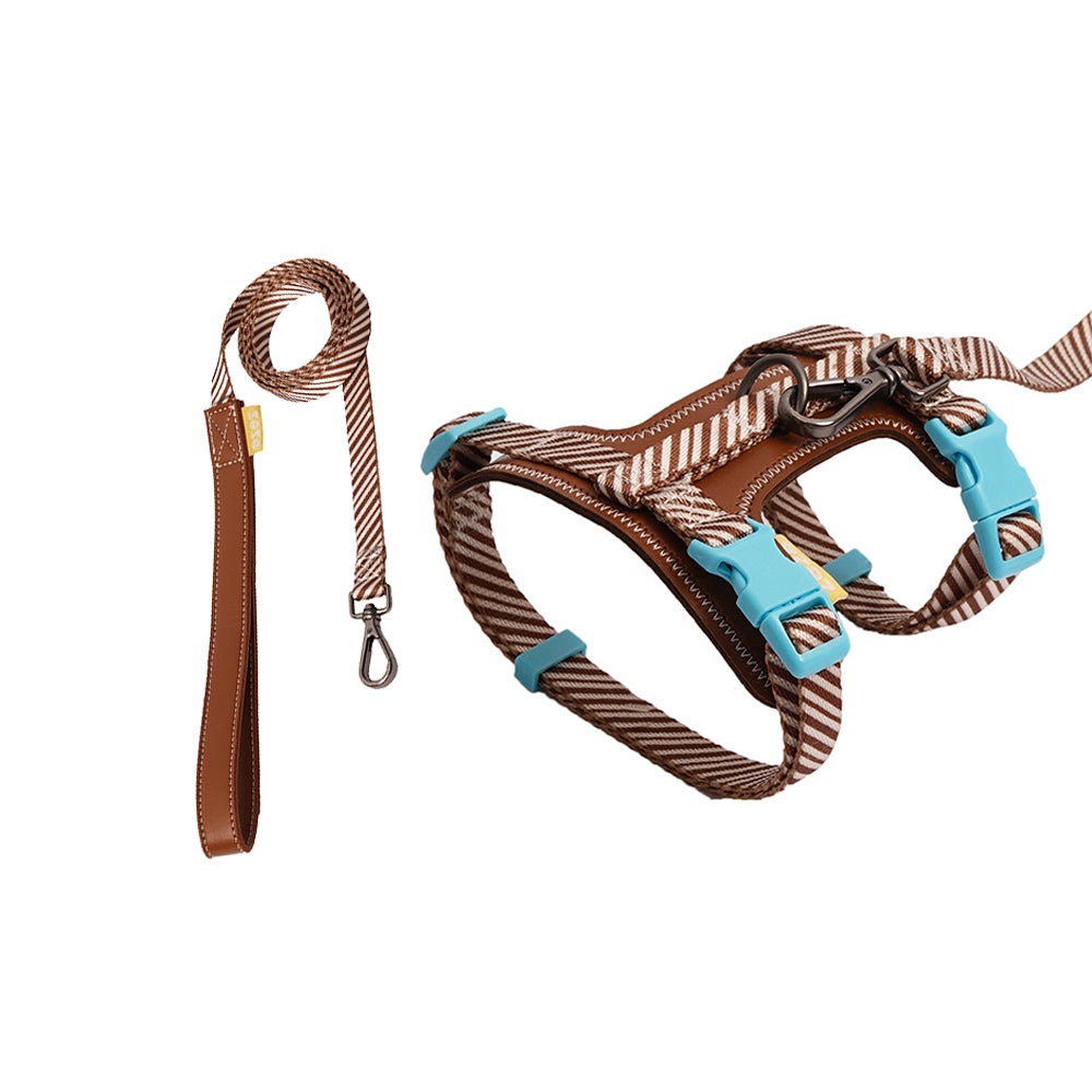 ZalloPaws Leather-Trimmed Anti-Escape Dog Harness & Leash Set