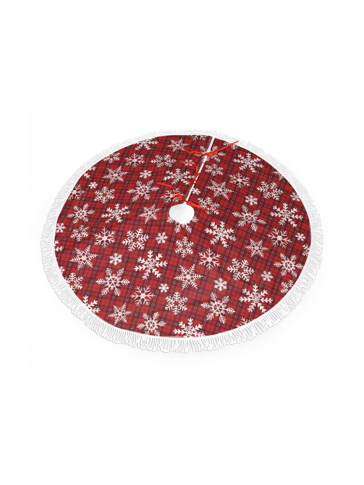 【Christmas Tree Skirt】Plaid Snowfall