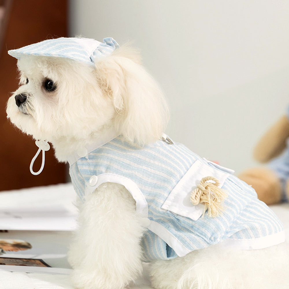 Striped Pet Vest with Bow Pockets