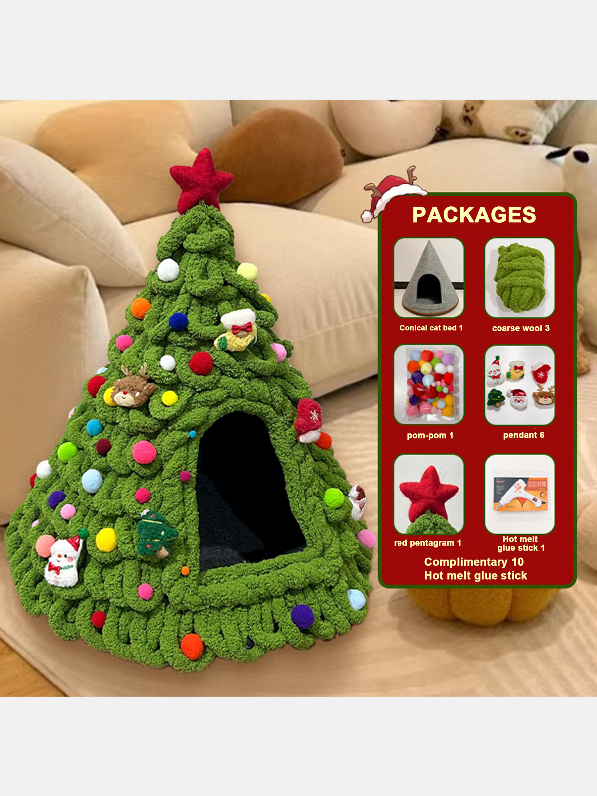 DIY Christmas Pet Cave (Materials and Instruction included)