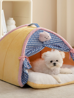 Plaid Door Curtain Tent Pet Bed